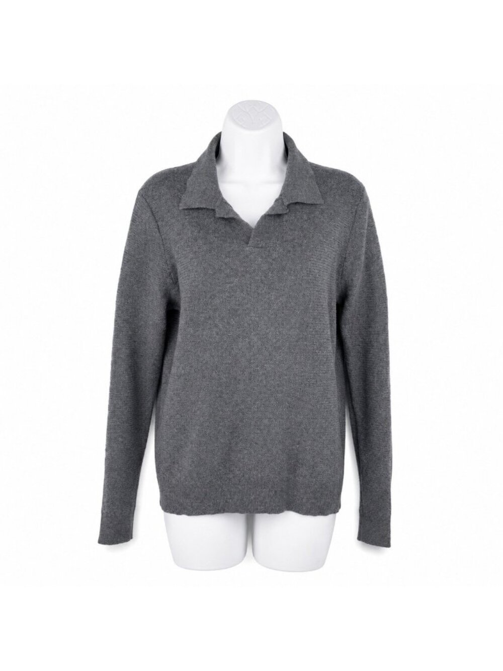 Vince Merino Wool Polo Collar Sweater L Gray AS-IS Italian Yarn Johnny Collar